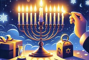 Ein Werbebild der Veranstaltung. &copy; Bilder: Ai generiert, Chanukka, Menora. Kostenlose Nutzung. (https://pixabay.com/de/illustrations/ai-generiert-chanukka-menora-8984386/)