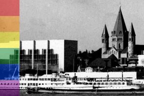 Schwarz-Weiß Panorama mit Blick auf das Mainzer Rheinufer &copy; Landeshauptstadt Mainz