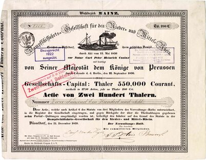 Dampfschiffahrts-Gesellschaft für den Nieder- und Mittel-Rhein, Aktie 31.