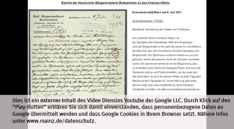 Die Landeshauptstadt Mainz nutzt den Video-Dienst Youtube.  Vor einem Klick auf den Play-Button empfängt Youtube keine Daten und setzt keine Cookies. Nähere Informationen über Youtube finden Sie in den Datenschutzinformationen zu unserem Youtube-Kanal: www.mainz.de/datenschutz