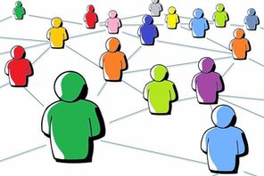 Grafik mit bunten Figuren, die vernetzt sind © Pixabay