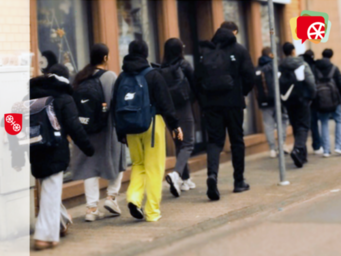 Foto Kinder und Jugendliche auf dem Schulweg