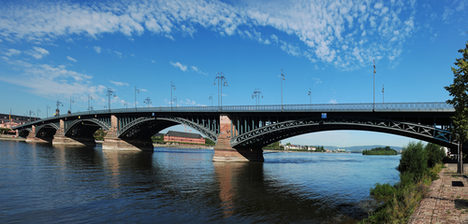 Theodor-Heuss-Brücke vor blauem Himmel