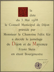 Partnerschaftsurkunde Mainz-Dijon 1958