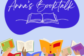 Logo Anna's Booktalk in blau, mit Händen mit Büchern © Öffentliche Bücherei