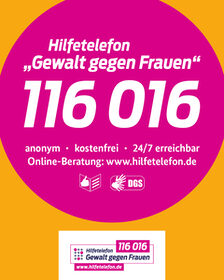 Logo des Hilfetelefons mit der Nummer 116 016